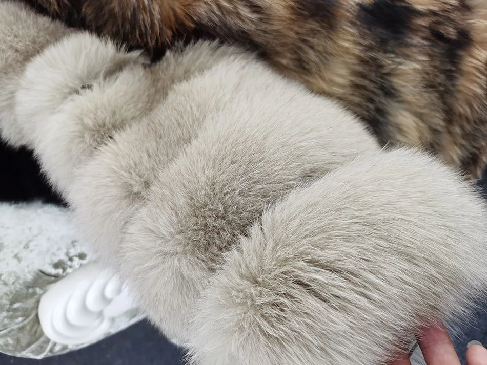2025 MAOMAOKONG Natural Real Fox Fur Coat Women Winter Long Sleeve Luxury Raccoon Fur Jackets Thick Top Female Furry Coat Vest