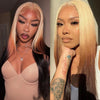 613 Blonde with Brown Ombre Wig Synthetic Lace Front Wig Long Straight Body Wave 13x4 Frontal Gradient Colored Wigs for Women