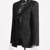 TWOTWINSTYLE Patchwork Lace Up Hollow Out Blazer For Women Notched Collar Long Sleeve Tunic Designer Blazers Female Fashion New