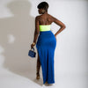 Women Two Piece Set Solid Color Breast Wrap Top and Irregular Slit Long Skirt Suit Lady Streetwear Mini Skirt Club Party Outfits
