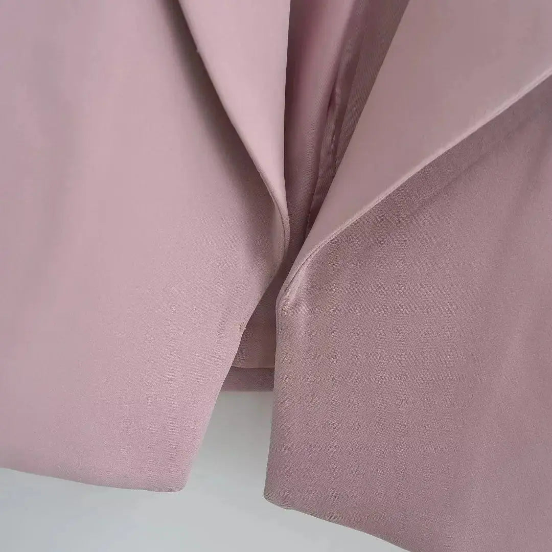 Autumn Notched Collar Open Stitching Blazer Vintage Women Full Sleeve High Waist Short Suit Cool Girl Coat Outwear
