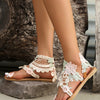 Sandals Women's Floral Pattern Hollow Out Toe Post Lace Flower Sandals Roman Style Open Toe Flat Shoes Women's Sandals