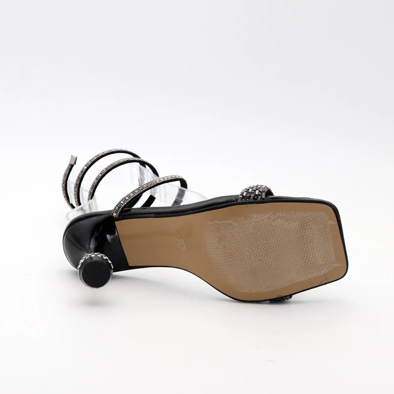 Luxury fashion sandals 2024 Summer New Rhinestone Fairy Open-toe Ring-foot Strap rome sandals with High Heel Women Shoes Banquet