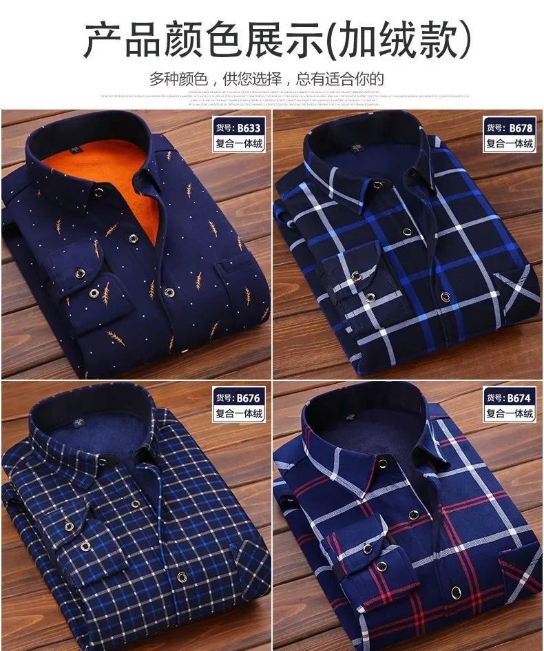 High Quality Men's Clothing 2024 Men Long Sleeve Thick Warm Shirt Tops Fashion Men Print Handsome Versatile Shirts Formal Shirts