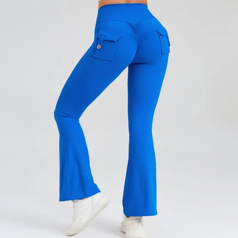 Women Flare Pocket Leggings High Waist Sport Yoga Pants Quick Dry Breathable Leggings Outfit Fitness Gym Clothes Sportwear Pant