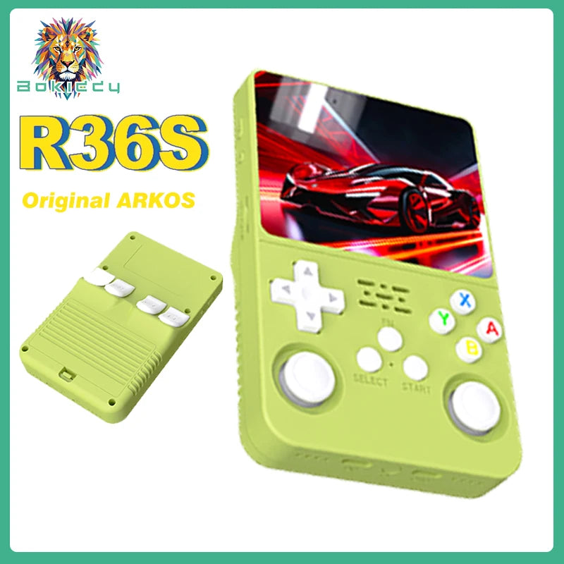 Green R36S Retro Handheld Video Game Console Linux System 3.5Inch IPS Screen R35s Pro Portable Pocket Video Player 64G 128G 256G