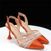 Venus Chan 2023 Newest INS Style Orange Color Elegant High Heels Nigeria Popular Design African Ladies Shoes And Bag Set