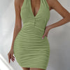 Sexy Deep V Evening Party Sleeveless Backlss Dress 2024 Summer Short White Halter  Dresses Women Tight Club Mini Dress Clubwear