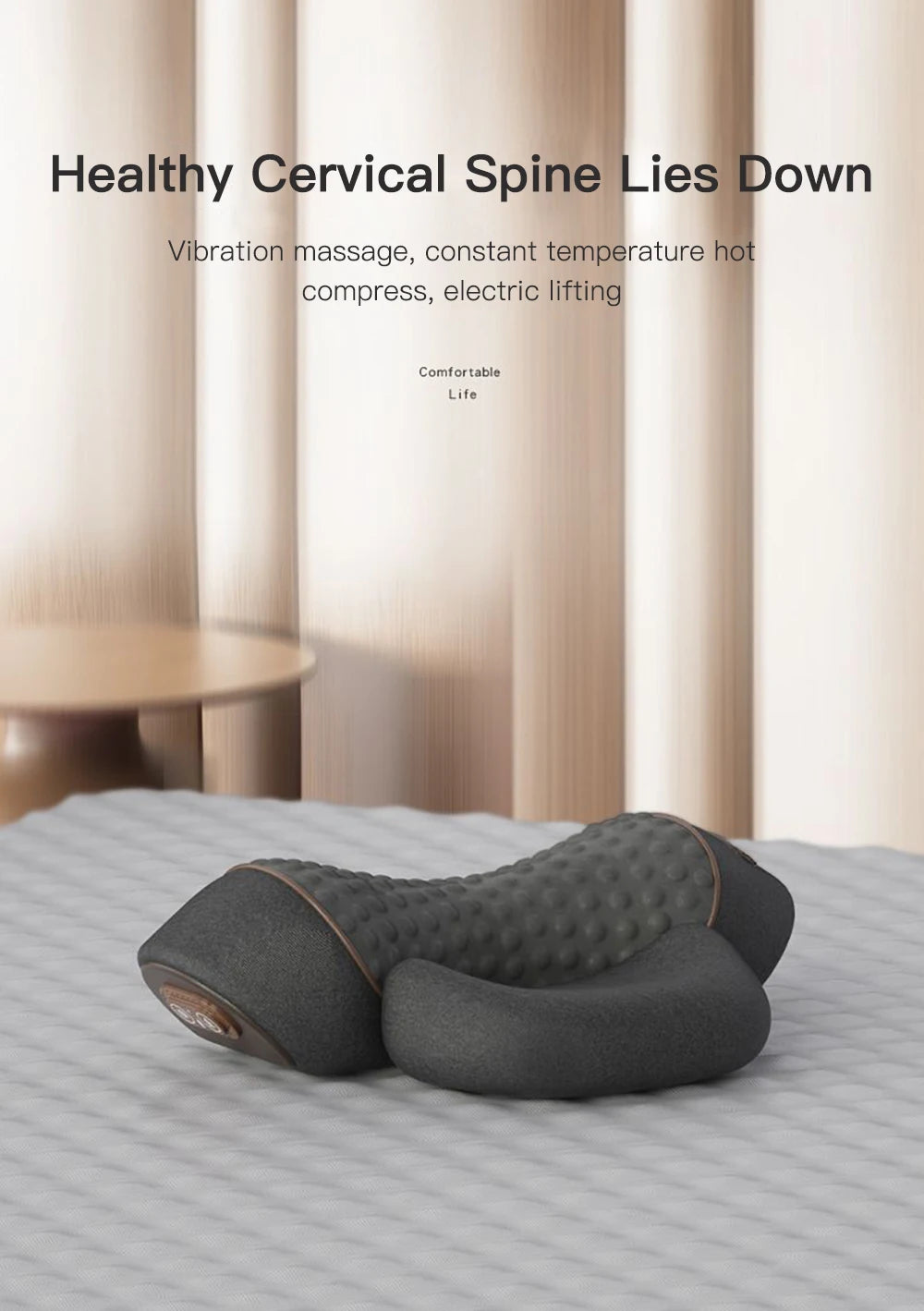 Neck Massager Pillow Cervical Orthopedic Pillow Lifting Traction Relax Hot Compress Vibration Massage Neck Pain Relief