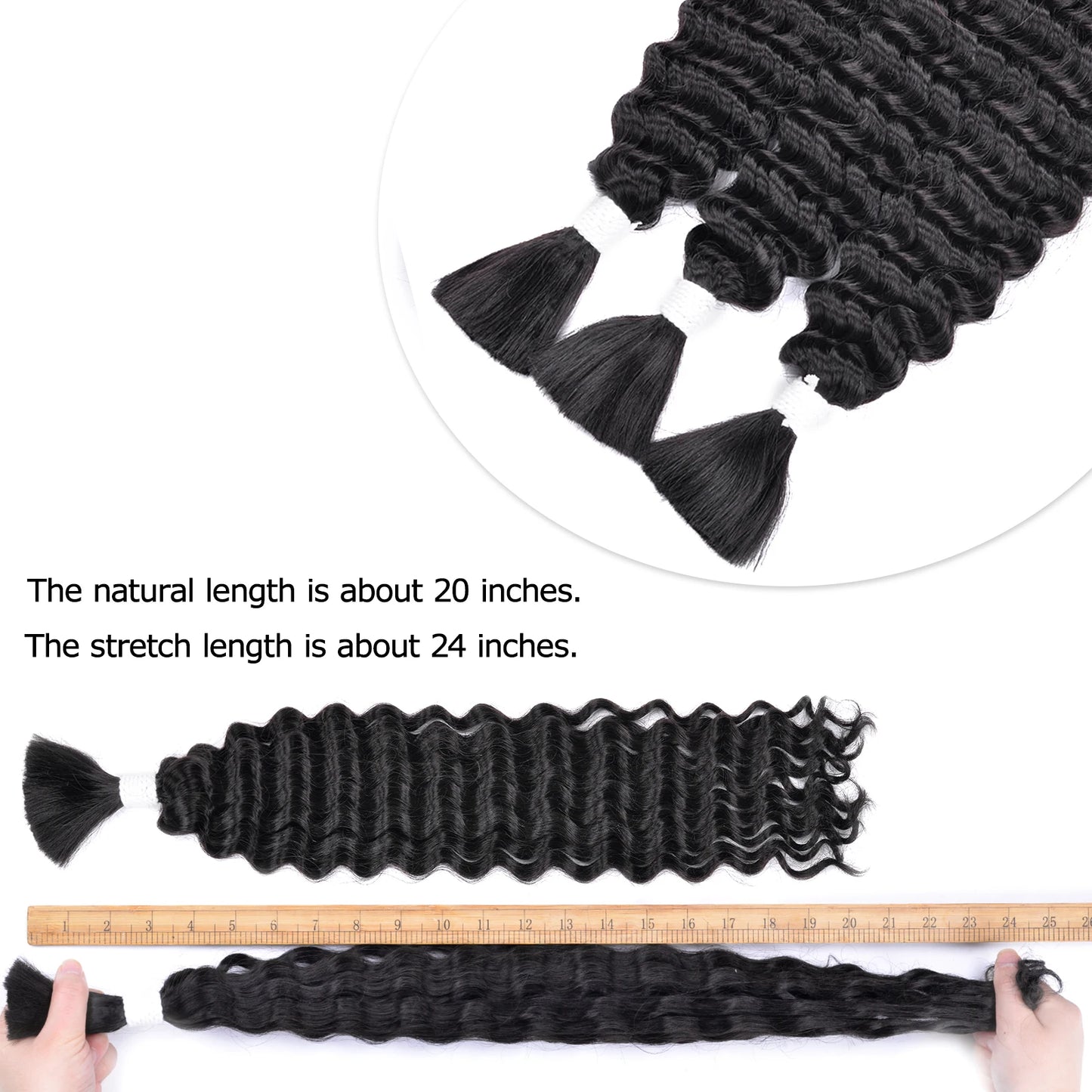 Synthetic Braiding Hair for Boho Braids 20Inch 90G Deep Wave Bulk High Quality Synthetic Protein Hair Extensions For Women