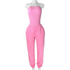 Sexy Tracksuit Cotton Washed Strapless Bodysuit and Jogger Pants Set 2025 Trendy Women Clothes Jogging Suit 2 pcs Two Piece Sets