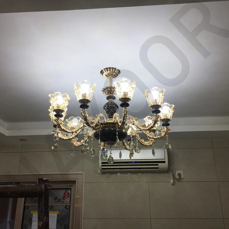 Chandelier Living Room Grand Luxury Crystal Lamp Dining Room Bedroom Decoration French Retro Chandelier Lighting Fixtures