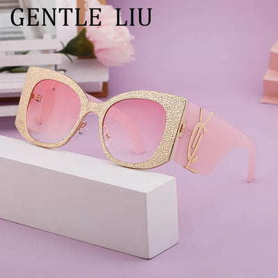 Oversized Cat Eye Sunglasses Women 2024 Luxury Brand Designer Punk Round Sun Glasses For Ladies Trendy Big Frame Eyewear UV400