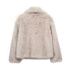 TRAF 2024 Women Fashion Cropped Faux Fur Jacket Coat Long Sleeve Front Snap-button Female Outerwear Chic Lapel Collar Thick Coat