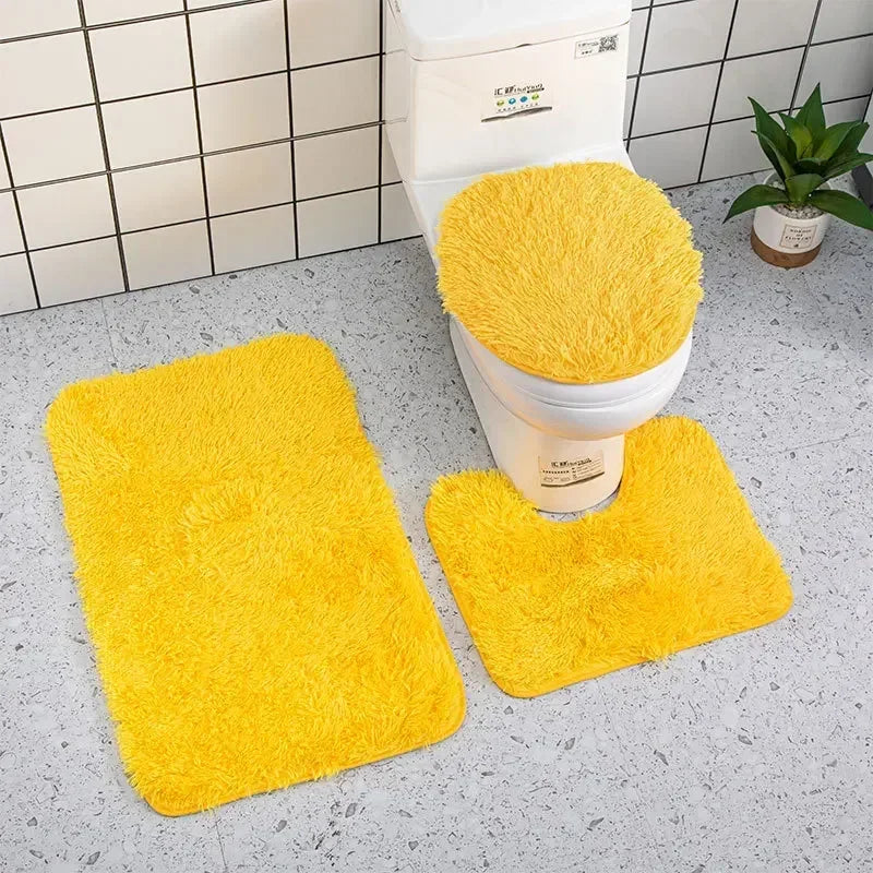 3pcs Bathroom Mat Set for Bathroom Silk Tie-Dye Toilet Soft Non Slip Rug Shower Carpets Toilet Lid Cover Floor Mats for Hallway