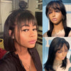Short Straight Bob Lace Front Wig With Bangs Brazilian Human Hair Bob Wigs For Women Brazilian Remy Hair Easy Part Lace Bob Wig