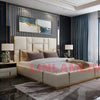 MANBAS Luxury Modern King Size Bed with Soft Upholstered Headboard and Storage Nightstands - Genuine Leather Bedroom Furniture