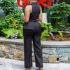 C8604 Foreign Trade Women's Fashionable Sexy Chain Collar Wide Leg African Jumpsuit Casual Style Long Dress For Ladies