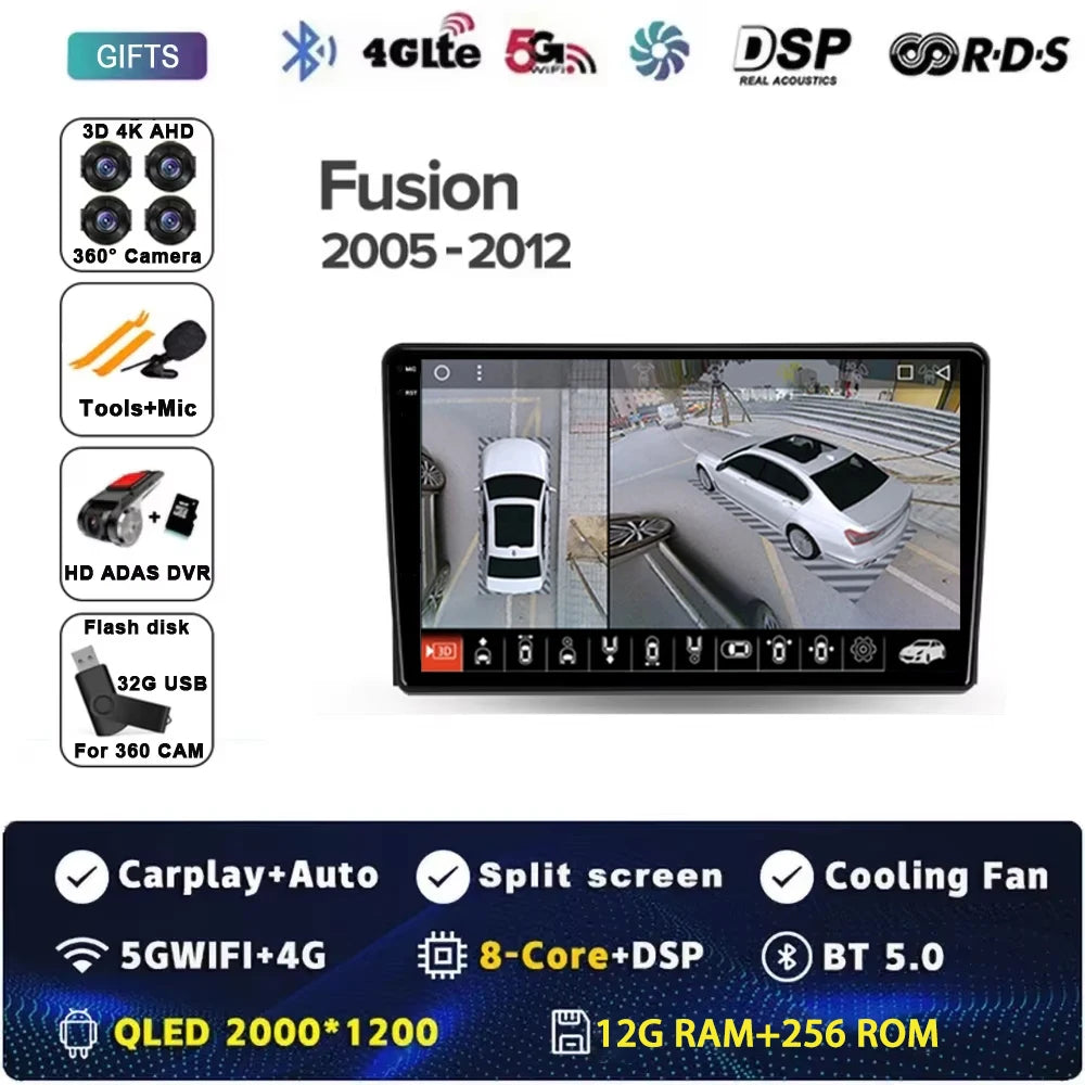 For Ford Fusion 1 2005 - 2012 Android 14 Carplay Auto Car Radio Multimedia Video Player Navigation GPS  No 2Din 2 Din DVD DSP 4G