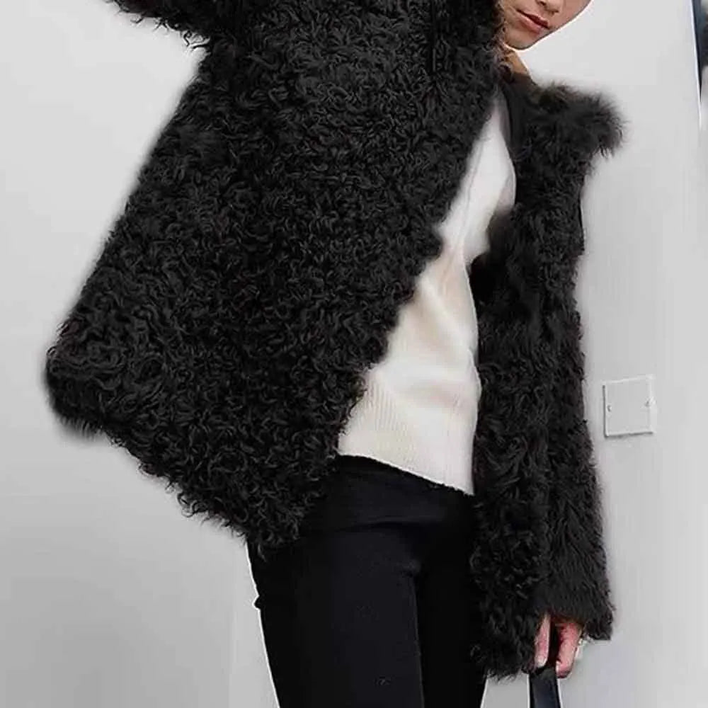 Winter New Men's Solid Color Faux Fur Long-Sleeved Jacket Korean Retro Fashion Trend Street Casual Loose Simple Niche Men's Top