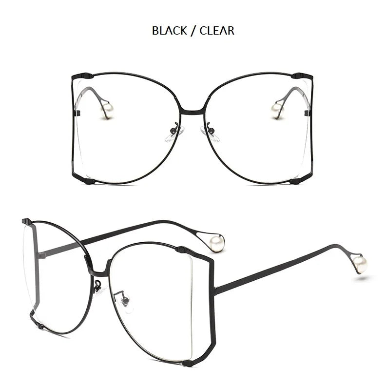 Fashion Model Ocean Yellow Square Sunglasses Women Luxury Brand Oversized Shades Pearl Chic Sun Glasses For Female Men Oculos