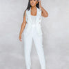 Business OL Work Wear Two Piece Pant Suits for Women Set Elegant Sleeveless Blazer Top + Pencil Pants Office Lady Matching Sets