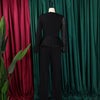 Luxury Jumpsuits & Rompers for Women Round Neck Beaded Transparent Sleeve High Waisted Elegant Female Birthday Party Overalls