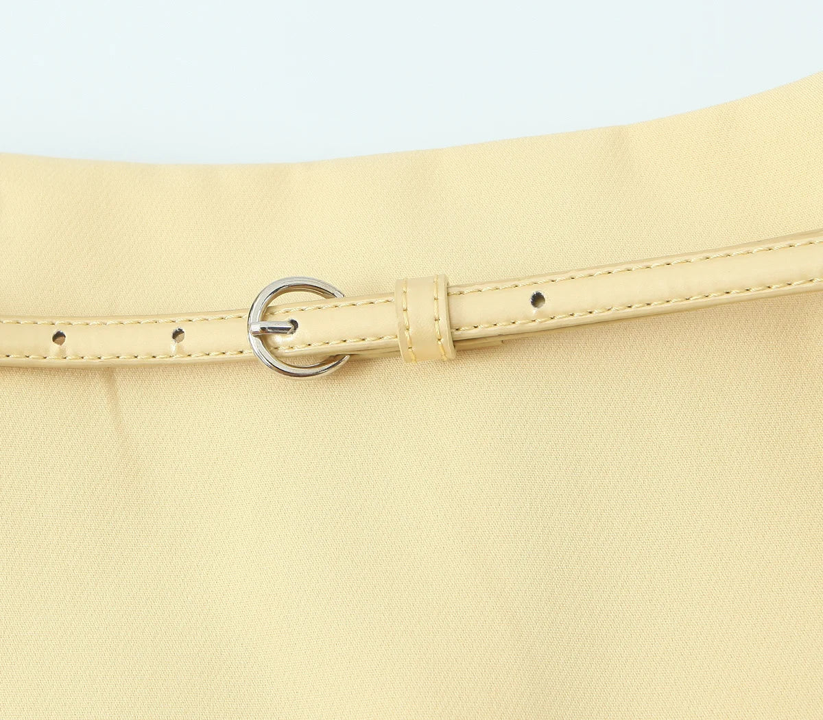 TRAFZA Women Fashion Suit Yellow V-Neck Sleeveless Belt Sngle Breasted Tops+High Waist Pocket Belt Long Skirts Female Summer Set