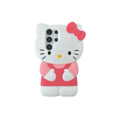 For Samsung Galaxy S24 S23 S22 S21 Plus Ultra S20 FE Silicone Bow Pink Hello Kitty Soft Cover Case