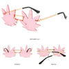 Novel Rimless Maple Leaf Shape Metal Sunglasses for Women Party Decorative Sun Glasses Men Unique Street Catwalk Prom Eyewear