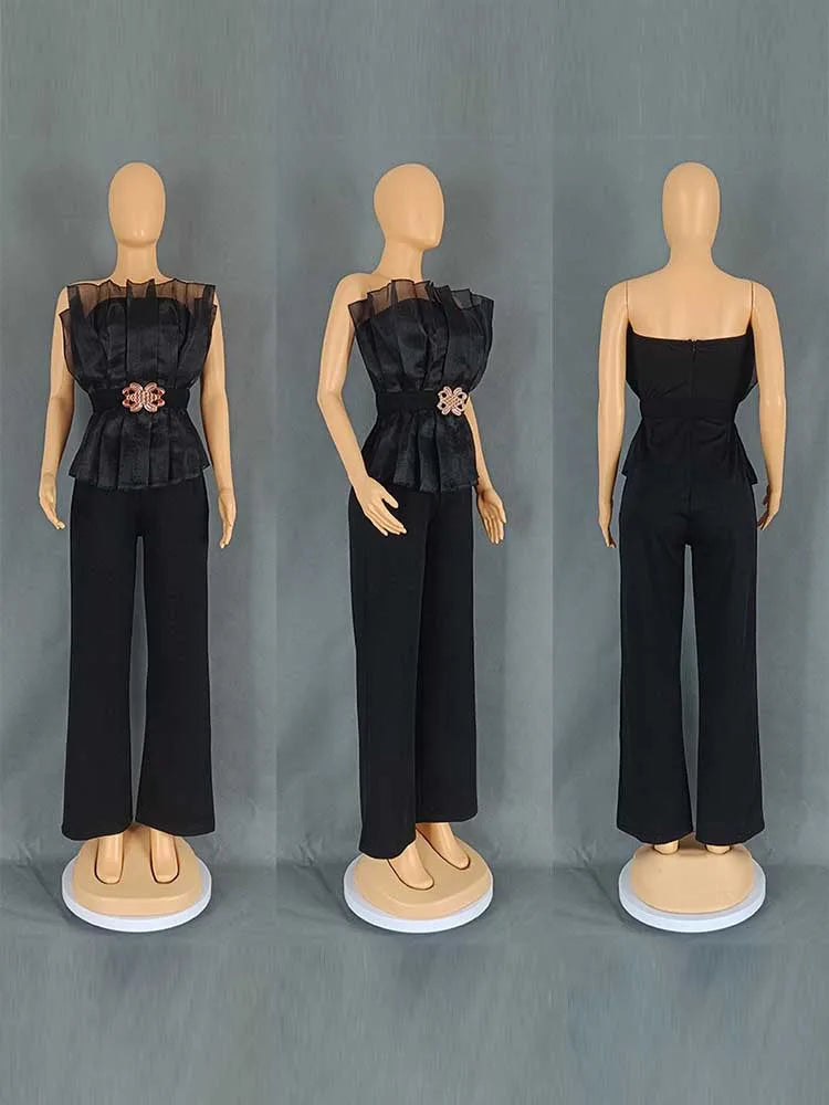Full Length for Women Elegant Summer Long Jumpsuits Evenings Party Sexy Tube Jumpsuit Ladies High Waist Strapless Jumpsuit