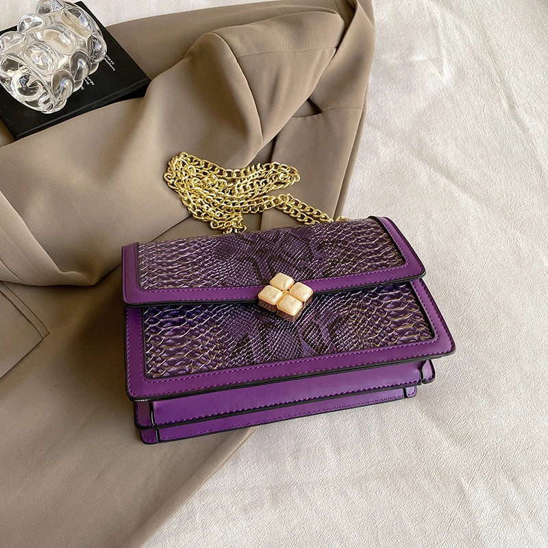 Luxury Purple Women's Single Shoulder Bag Pu Leather Ladies Bag Femme Designer Handbag Purse Flap Messenger Bag Brand Sac A Main