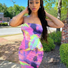 Spring And Summer Dresses For Women Chest Wrap Printed Off Shoulder Bandage Slim Sexy Long Dress 2023 New Fashion party MsChuh