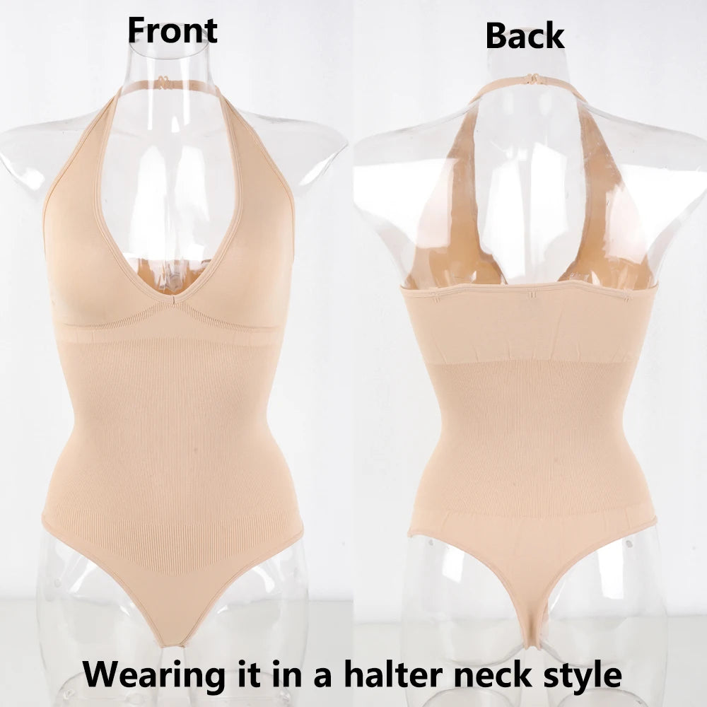 Sexy Sleeveless Bodycon Jumpsuit Women Fashion Camisole Top Abdomen Control Bodysuit Party Hotel Streetwear Outerwear Shapewear