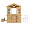 LZBEITEM Wooden Playhouse for Kids Outdoor with Working Door, Windows, Mailbox, Bench, Flowers Pot Holder, 39" x 38" x 55.5"