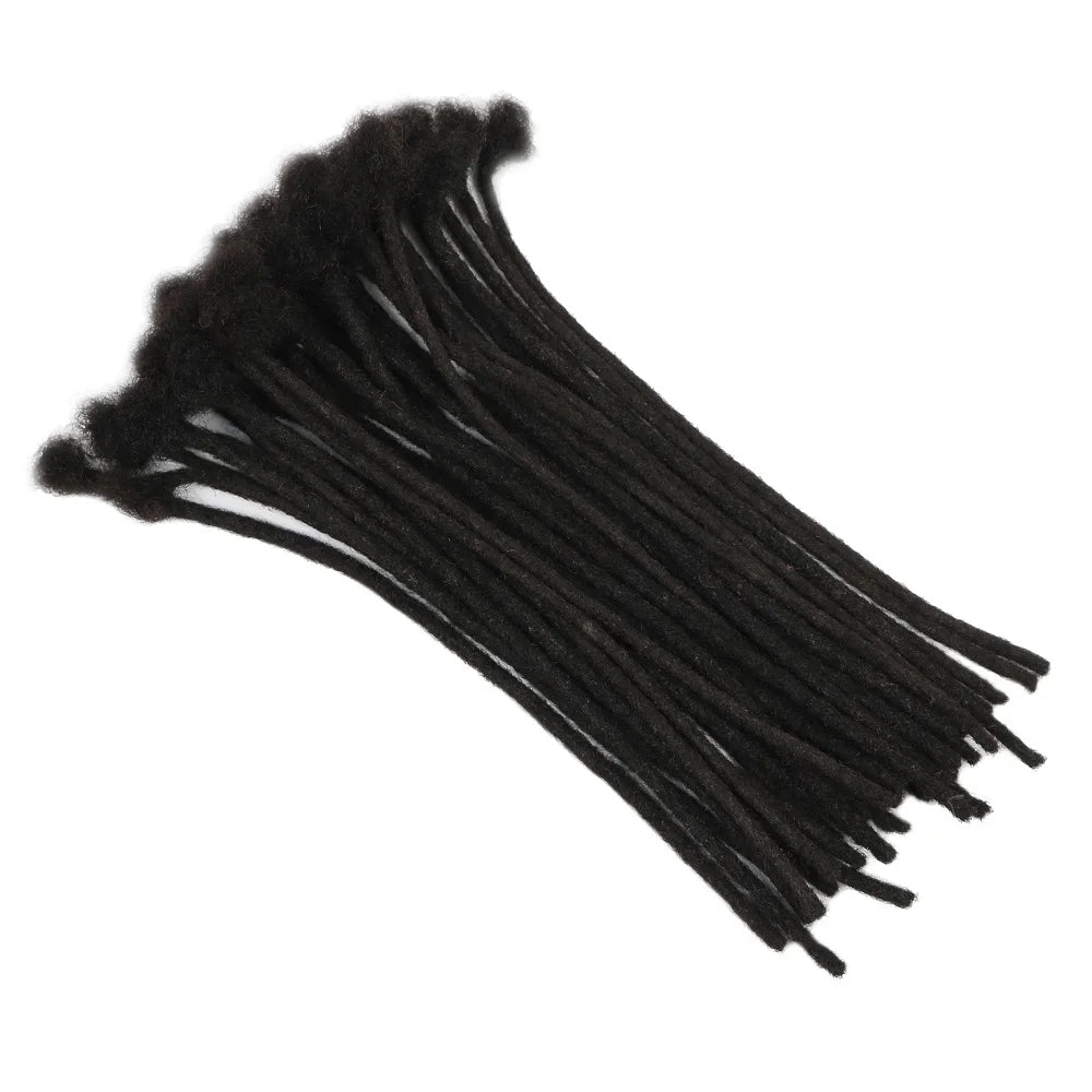 Handmade Permanent Locs Thickness Dreadlock Extensions Soft 100% Human Hair Locs Extensions Natural Black For Women Men Full