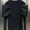 TWOTWINSTYLE Solid Spliced Bowknot T Shirt For Women O Neck Long Sleeve Patchwork Mesh Casual Temperament T Shirts Female Style