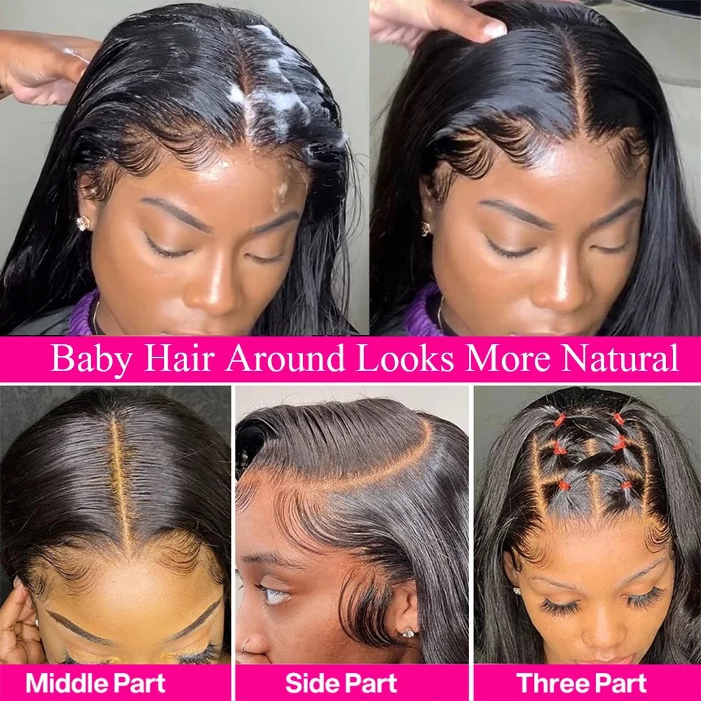 250 Density 360 Full Lace Wigs 100% Human Hair Glueless Pre Plucked Brazilian Straight 13x6 Hd Lace Frontal Wig For Women