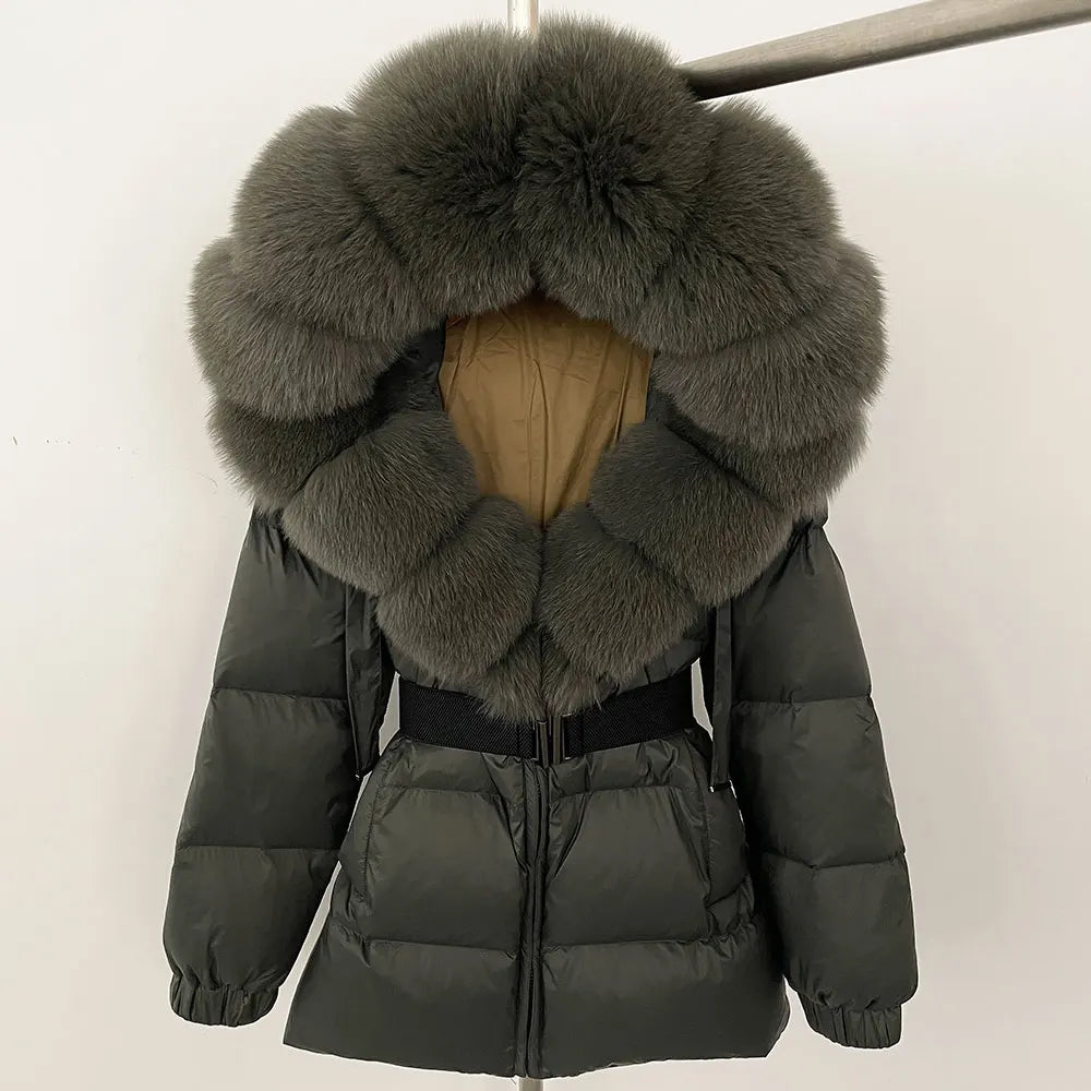 OFTBUY 2025 Winter Clothing Puffer Jacket Women Real Fox Fur Hooded Thick Warm 90% White Duck Down Coat Female Parkas Waterproof