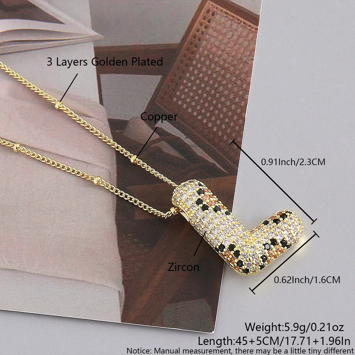 MHS.SUN New Leopard Bubble Letter Necklace Gold Plated Chunky Bubble Zircon 26 Initial Pendant Necklace Women Fashion Jewelry