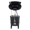Portable Shampoo Basin with 2 Water Buckets 30cm Deep Salon Hair Washing Sink Adjustable Height Angle Mobile Shampoo Bowl Unit