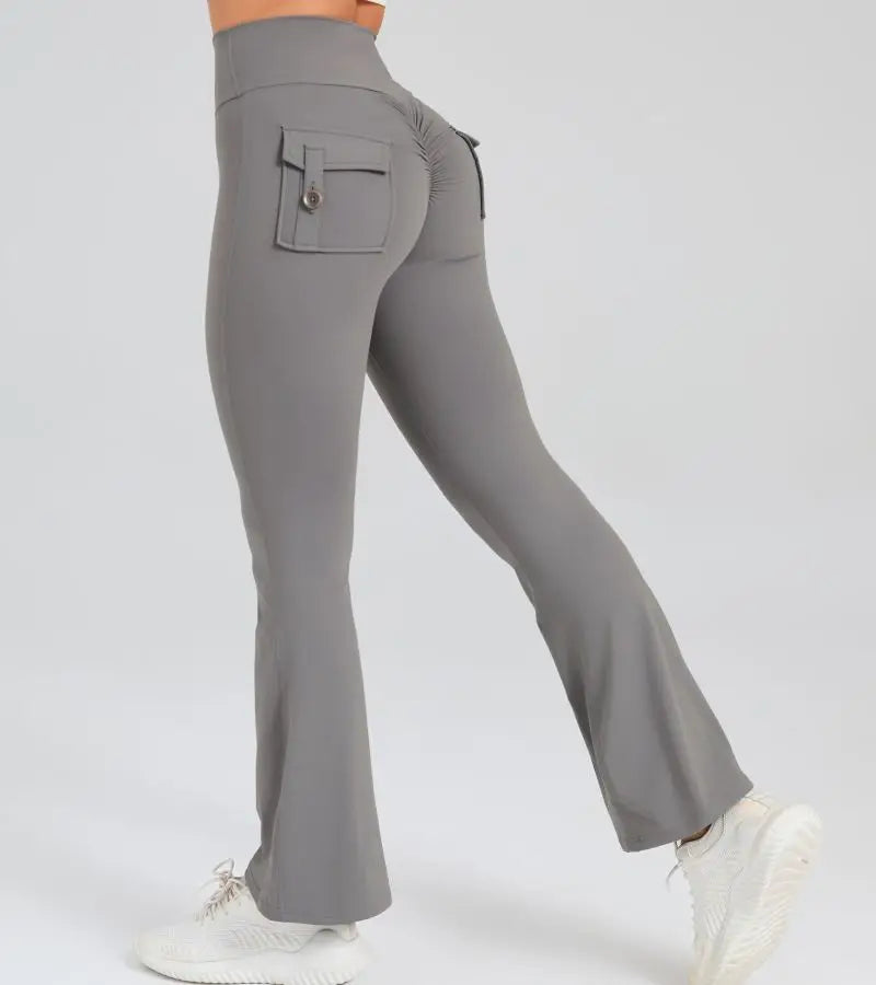 Women Flare Pocket Leggings High Waist Sport Yoga Pants Quick Dry Breathable Leggings Outfit Fitness Gym Clothes Sportwear Pant