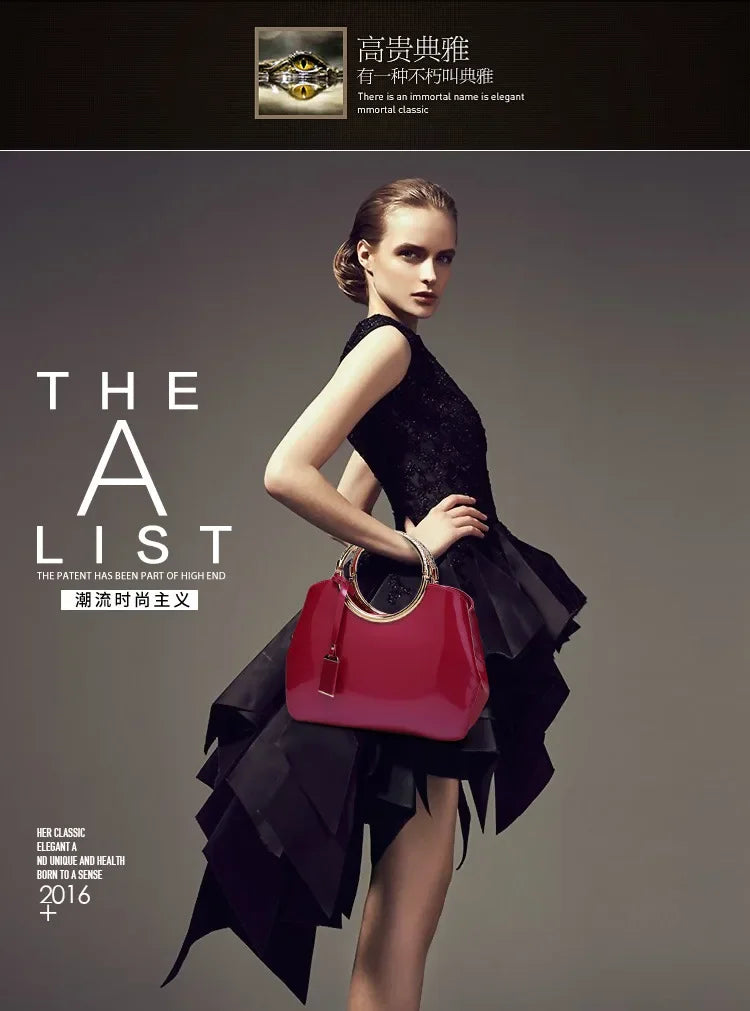 New European and American Fashion Foreign Trade Women'sShoulder Wedding Bag with Bright Surface Shoulder Handheld Bride Bag