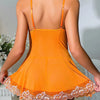 Short Sexy Deep V Women's Nightgown Embroidered Dress Fashions Pajamas Free Thong Night Sleepwear Suspender Baby Doll Lingerie