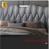 MINGDIBAO Luxury Modern Upholstered Bed Frame with Gold Accents, Genuine Leather Designer Bed, Queen/King Size Bedroom Furniture