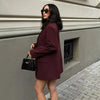 Elegant Blazers Women Office Wear Burgundy Long Blazer 2025 New Spring Casual Loose Suit Jackets Long Sleeve Business Outerwear