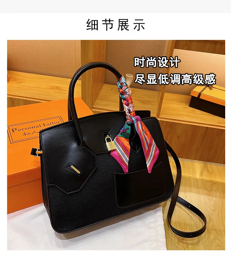 New Birkin Bag Handbag Lychee Grain Large Capacity Advanced Sense Kelly Bag Single Shoulder Crossbody Bag for Women