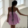 Mingmingxi Summer Wedding Guest Dresses for Women 2024 New Arrivals Purple Corset Sexy Dress Mini Elegant Fit and Flare Dress