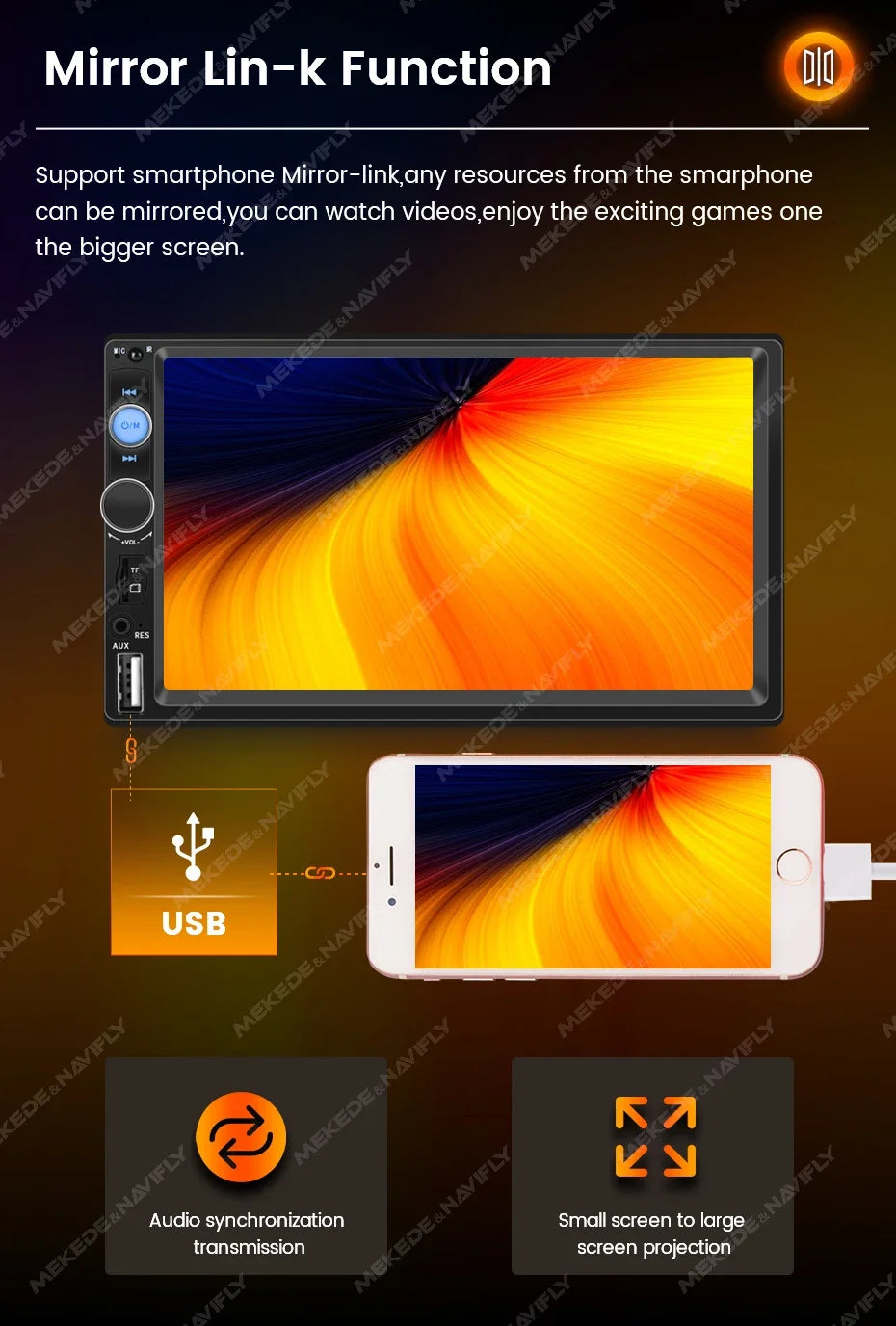 2DIN MP5 Video Player 7'' Universal Car Radio Multimedia Support Bluetooth USB TF FM Carplay Android Auto Touch Stereo Autoradio