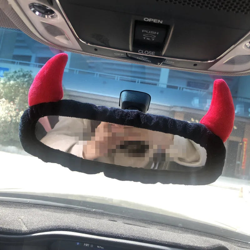 Adorable Rabbit Car Rearview Mirror Cover Cute Creative Korean Character Mirror Cartoon Reversing Decoration Female
